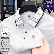 老爺車高檔棉短袖polo衫夏季新款中年爸爸商務(wù)翻領(lǐng)體恤休閑透氣半袖上衣 18184白色 L 175 建議135-150斤