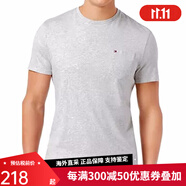 Tommy Hilfiger希爾費(fèi)格 夏季男士純色短袖左胸小LOGO棉質(zhì)T恤衫 038深灰色 M