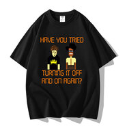 SJBOBThe it Crowd IT狂人roy同款貓彈琴圖案印花短袖T恤衣服體恤半袖 黑色十四 roy與moss一款 S