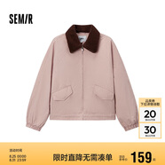 森馬（Semir）外套女oversize插肩袖仿羊羔毛毛領(lǐng)冬季2024夾棉夾克109724108016