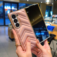 羽唐（YUTANG）適用三星zfold6折疊手機殼皮質(zhì)V紋小香風(fēng)galaxyzfold6電鍍保護套 【皮革V紋】 三星zflip5【電鍍金色】