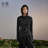 日著(zhù)俠連帽長(cháng)袖T恤2025年新款秋季設計感修身撞色針織打底衫上衣 游馬黑 XL