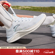 安踏（ANTA）一體織輕質(zhì)舒適透氣跑步鞋男2025新款輕便通 淺霧灰/象牙白-3 40