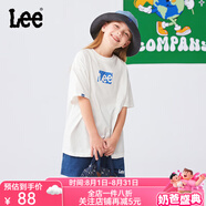 Lee童裝男女童純棉短袖T恤兒童2025夏季學生中大童印花寬松上衣半袖 香草白 （25升級版）（100%棉） 165 cm
