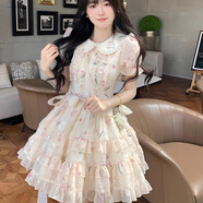 凡伊笑粉色連衣裙裙子女夏季2025新款公主蓬蓬裙碎花裙小個(gè)子短裙仙女裙 娃娃領(lǐng)蓬蓬公主裙 L 【建議100-115斤】