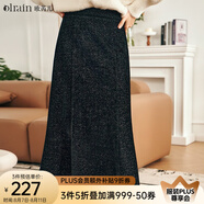 Olrain歐芮兒法式黑色半身長(zhǎng)裙女秋冬新款氣質(zhì)顯瘦魚(yú)尾直筒裙子 黑色 M