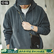 馬登工裝 美式復古搖粒絨連帽衛衣男秋季加絨保暖休閑打底衫疊穿外套 深灰色 L