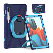 三星（SAMSUNG）適用S10 Lite平板保護套S8ultra S8  S7FE Galaxy蓋樂(lè )世平板電腦保護殼邊框全包防摔外殼無(wú)磁帶筆 藏青藍 三星S6 Lite P610/P615 (10.4