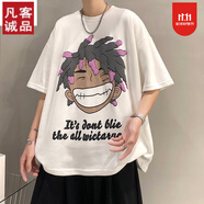 凡客誠品（VANCL）【新疆棉】A21歐美潮牌短袖t恤男潮流ins寬松衣服夏季嘻哈 白色 M 95至115斤可穿