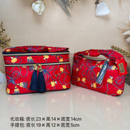 收百納美國各品牌各類(lèi)化妝包大容量收納包整理包便攜洗漱包多款選 大紅色布藝雙層化妝箱+手提包 雅詩(shī)蘭黛