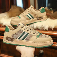 艦旗GUCCI.古奇歐洲站男鞋秋季新款板鞋男潮流經(jīng)典臟臟鞋真皮透氣 杏色T2211(超纖軟皮)單層單 單層 35 女款標準運動(dòng)鞋碼數