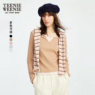 Teenie Weenie小熊秋季黑色棉質(zhì)打底衫polo領(lǐng)長(zhǎng)袖T恤白色外穿上衣 C-卡其色 L