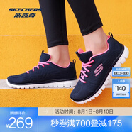 斯凱奇（Skechers）鞋運(yùn)動(dòng)鞋女款透氣跑步鞋媽媽鞋健步鞋輕便慢跑鞋子夏季 12615-NVHP 海軍藍(lán)色/桃紅色 37
