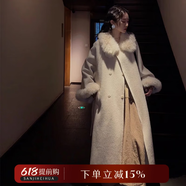 三吉黑花【踏雪】新中式羊毛雙面呢大衣外套秋冬高級感毛領(lǐng)小個(gè)子 玄米(90羊毛) L