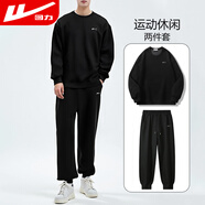 回力運(yùn)動(dòng)套裝男圓領(lǐng)寬松百搭衛(wèi)衣男運(yùn)動(dòng)健身訓(xùn)練休閑褲兩件套