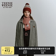 Teenie Weenie小熊女春季簡約復古法式絞花時髦中長款毛衣針織開衫 中灰色 M (165)
