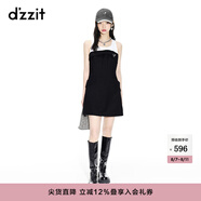DZZIT地素春夏新款甜酷少女黑白撞色拼接無(wú)袖連衣裙女 黑色 S