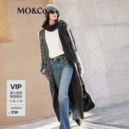 MO&Co.2024秋新品手工拉毛含馬海毛綿羊毛長款毛衣外套