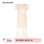 VJC OLIVIA【專柜同款】VJC OLIVIA珠片繡花蕾絲裙輕奢女裝連衣裙透視連衣裙 S