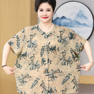 俞兆林（YUZHAOLIN）中老年200斤媽媽夏季雪紡t恤女特體大碼奶奶裝開(kāi)衫短袖洋氣襯衣服 1號(hào)色 5XL 【建議160斤內(nèi)】