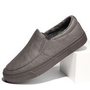 寶達新款低幫一腳蹬休閑男皮鞋秋季簡(jiǎn)約百搭套腳男鞋黑色商務(wù)工作鞋子 深灰色21318款棉鞋 36 36