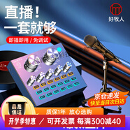 好牧人聲卡直播設(shè)備套裝唱歌麥克風(fēng)手機(jī)電腦錄音抖音直播變聲器外置戶 V8藍(lán)牙燈效黑+手持麥3米耳機(jī)+三角支架