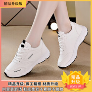 紅蜻蜓真皮女鞋運動(dòng)鞋跑鞋夏季新款小白鞋皮面防水跑步鞋軟底減震 白黑【升級版】 林8902 39