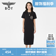 BOY LONDON【夏日畫廊】夏女士長(zhǎng)裙顯瘦開叉寬松黑色連衣裙W17703 黑色 S