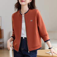 qwqh輕奢設計師品牌 開(kāi)衫短款外套女2025秋季新款韓版洋氣休閑夾克衫 橘橙色【ME】 圓 領(lǐng) L 106-115斤