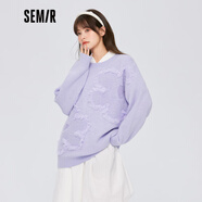 森馬森馬針織衫女中長(cháng)款花朵毛衫少女感冬新款寬松慵懶外穿鹽甜系 粉紫70048 165/88A/L