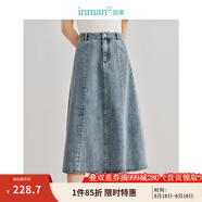 茵曼（INMAN）100%純棉法式牛仔半身裙2025夏女裝新款氣質(zhì)顯瘦中高腰A字裙子 淺牛仔 M