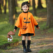 糜鴻（MIEHONE）萬(wàn)圣節萬(wàn)圣節兒童服裝的男孩和女孩鬼蝙蝠襯衫南瓜服裝的孩子魔鬼 南瓜衣服 送同款發(fā)飾+挎包 M碼 (身高110-130)