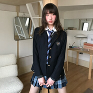 東鯨歲時記鞠婧祎同款藍霧冰茶原創(chuàng)JK制服西裝外套女藍色格裙套裝東京歲時記 藍霧冰茶39CM -贈送平角 S