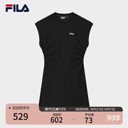 FILA 斐樂官方女裝針織連衣裙2025夏季新款時尚休閑無袖收腰裙子 正黑色-BK 3XL 185/100A/XXXL