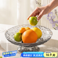 彩致（CAIZHI）水果盤簡約干果盤點心盤堅果糖果收納盤高腳錘紋透明灰果盤CZ6858