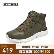 斯凱奇（Skechers）男鞋馬丁靴高幫保暖防寒雪地靴加絨男靴男士休閑鞋210788 橄欖綠/OLV 40