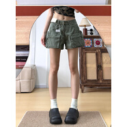 女式秋冬短褲大碼美式高街工裝闊腿牛仔短褲女夏季新款寬松街頭多 軍綠色【優(yōu)質(zhì)版】 S 【建議80-95斤】