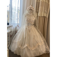 芙倍可2025Lolita公主殿下花嫁大裙擺吊帶婚紗蝴蝶結拖尾連衣裙 公主殿下花嫁+頭紗+手套 送背后 均碼