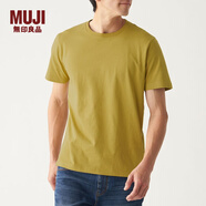 無印良品 MUJI 男式 印度棉天竺編織 圓領短袖T恤 ABA01A0S 黃色 L