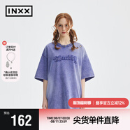 英克斯（inxx）Standby 復(fù)古懷舊做舊斑駁感短袖男美式休閑破洞舊化貼布繡寬松T 紫色 M