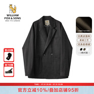 William fox&sons新復(fù)古回潮仿麂皮絨小西服男輕商務(wù)復(fù)古寬松易打理便西休閑西裝男 黑色（雙排扣） 2XL /54