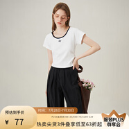 范思藍(lán)恩白色圓領(lǐng)蝴蝶刺繡短袖t恤女2024夏季新短款bm甜辣小上衣 白色 L