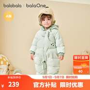 巴拉巴拉balaOne童裝嬰兒羽絨服連體衣寶寶2025新款冬裝哈衣爬服男童女童 綠色恐龍-白鴨絨 73 cm-充絨量74g