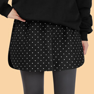 紐菲奧納屁簾女半身裙秋冬疊穿鯊魚(yú)褲毛呢a字超好看黑色波點(diǎn)半裙大碼短裙 黑色波點(diǎn)【紐扣款】 L 90-125斤