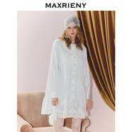 MAXRIENY法式甜美感寬松H型襯衫連衣裙25秋款波西米亞風(fēng)中長(cháng)裙 本白 S