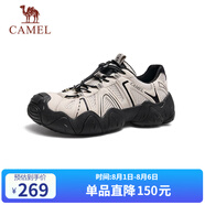 駱駝（CAMEL）【云山】網(wǎng)面戶外徒步登山休閑丑萌鞋情侶 G15M076104 米白/黑 43