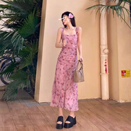 潮思匯碎花吊帶連衣裙子女夏季2025新款今年流行初夏穿搭度假風(fēng)長裙 粉霧玫瑰【連身裙/清冷感/可甜可 S 40/45kg 【520約會穿搭/輕熟風(fēng)