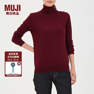 無(wú)印良品 MUJI 女式 天竺 高領(lǐng)毛衣 W7AA871 秋冬長(zhǎng)袖針織衫 紫紅色 XS