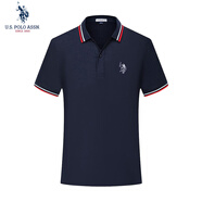 U.S. POLO ASSN.polo衫男短袖男翻領(lǐng)棉夏季休閑半袖保羅男士t恤男裝 藏青 M