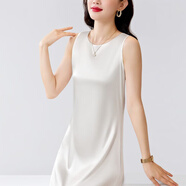 恒源祥無(wú)袖連衣裙氣質(zhì)圓領(lǐng)夏季新款韓版高端顯瘦寬松遮肚子醋酸緞面裙子 白色 3358# XL 110-120斤